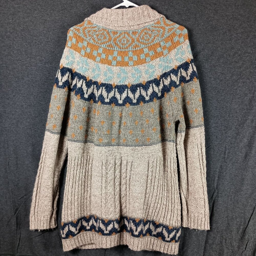 Royal Robbins Fair Isle Cardigan Wool Blend Womens XL Beige Grandpacore Gorpcore - Picture 2 of 9